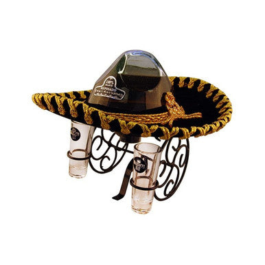 Mariachi Hat Gold Tequila with Shot Glasses (1L)