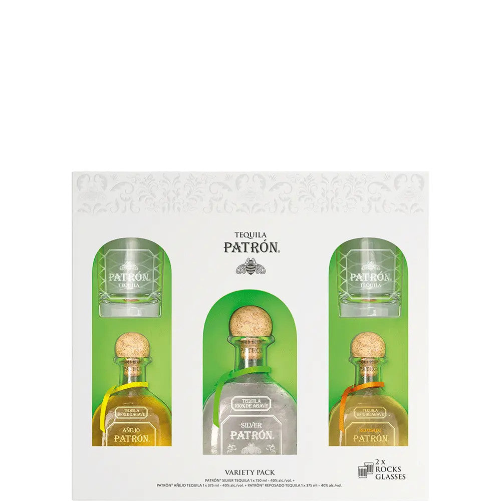 Buy Patron Variety Pack with 2 Rocks Glasses online at whiskeyshipped.com and have it shipped to your door nationwide.