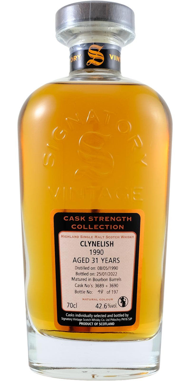 Buy Signatory Vintage Clynelish 1990 31 Year Old Single Malt Scotch Whisky online at whiskeyshipped.com and have it shipped to your door nationwide.