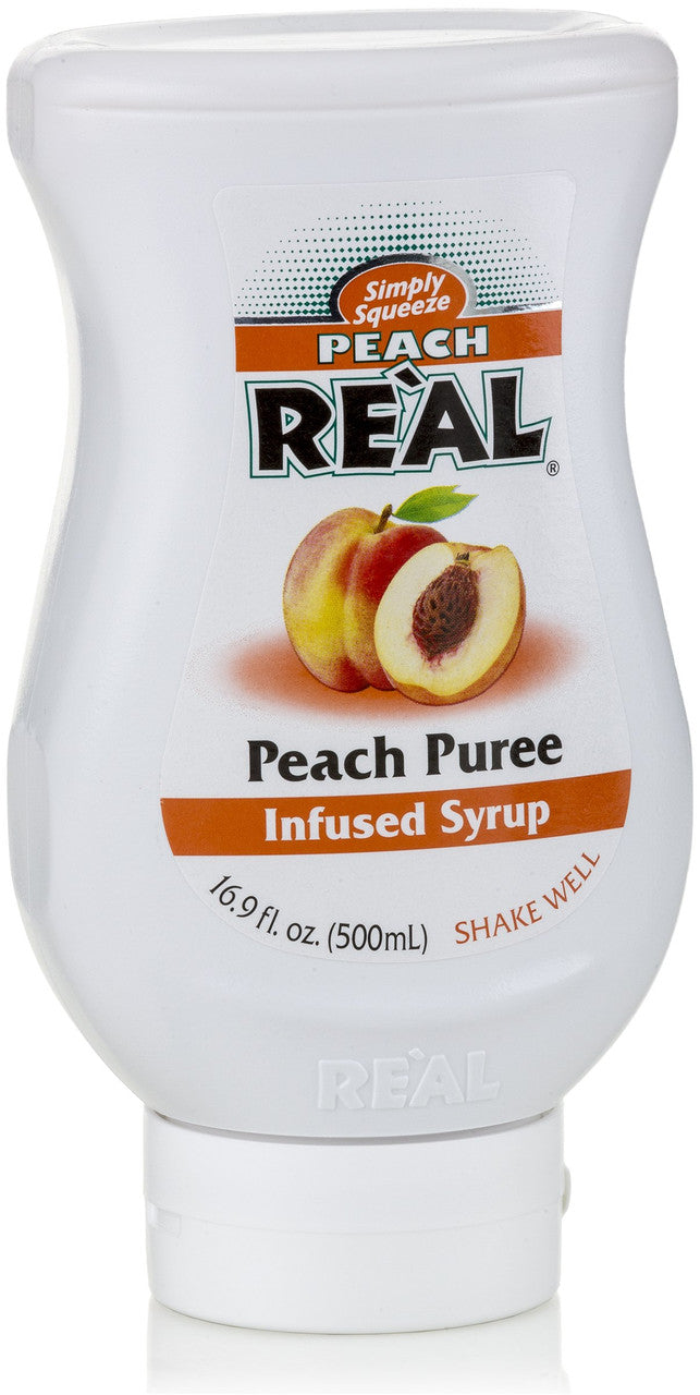 Buy Real Infused Exotics Peach Puree Infused Syrup online at whiskeyshipped.com and have it shipped to your door nationwide.