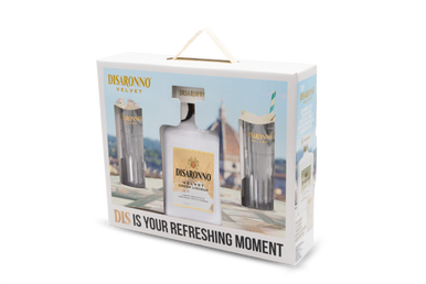 Amaretto Disaronno Velvet Cream Liqueur Gift Set with 2 Glasses (750 ml)