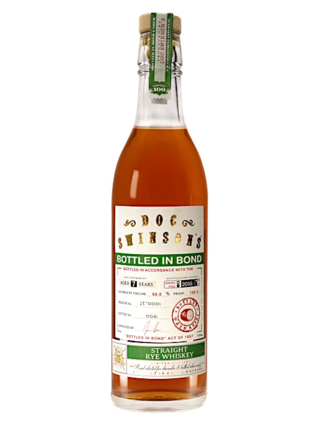 Buy DOC Swinson's Rye Bottled in Bond 7 Year online at whiskeyshipped.com and have it shipped to your door nationwide.