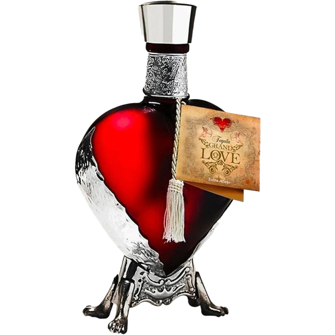 Buy Grand Love Reposado Tequila Red Glass Bottle - Metal Base online at whiskeyshipped.com and have it shipped to your door nationwide.