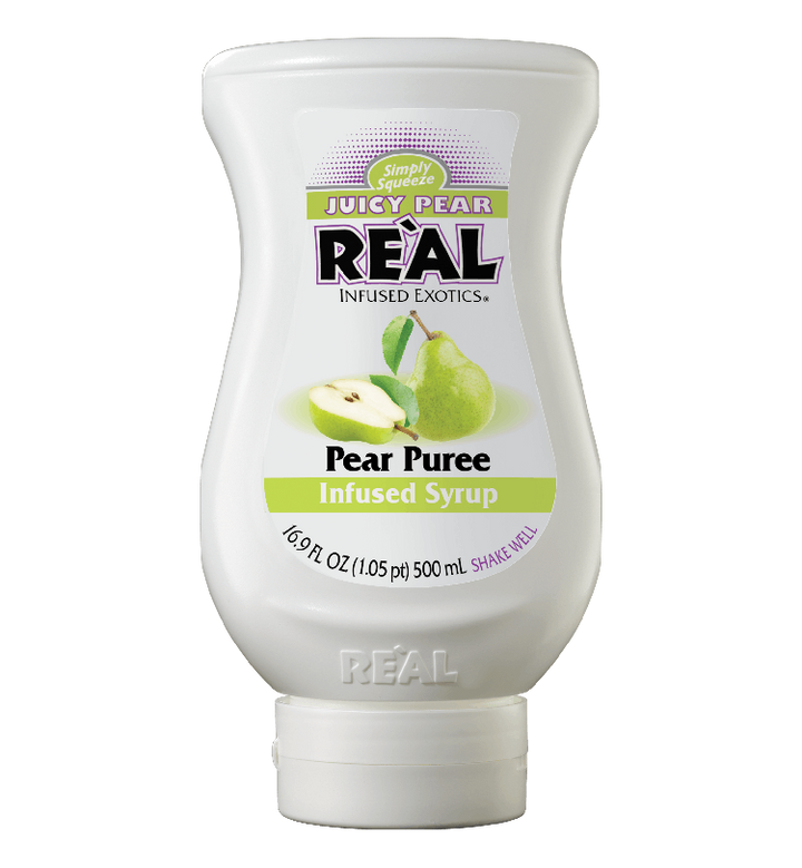 Buy Real Infused Exotics Pear Puree Infused Syrup online at whiskeyshipped.com and have it shipped to your door nationwide.