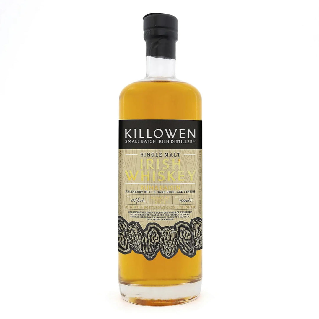 Buy Killowen Single Malt Irish Whiskey Rum & Raisin Px Sherry Butt & Dark Rum Cask Finish online at whiskeyshipped.com and have it shipped to your door nationwide.