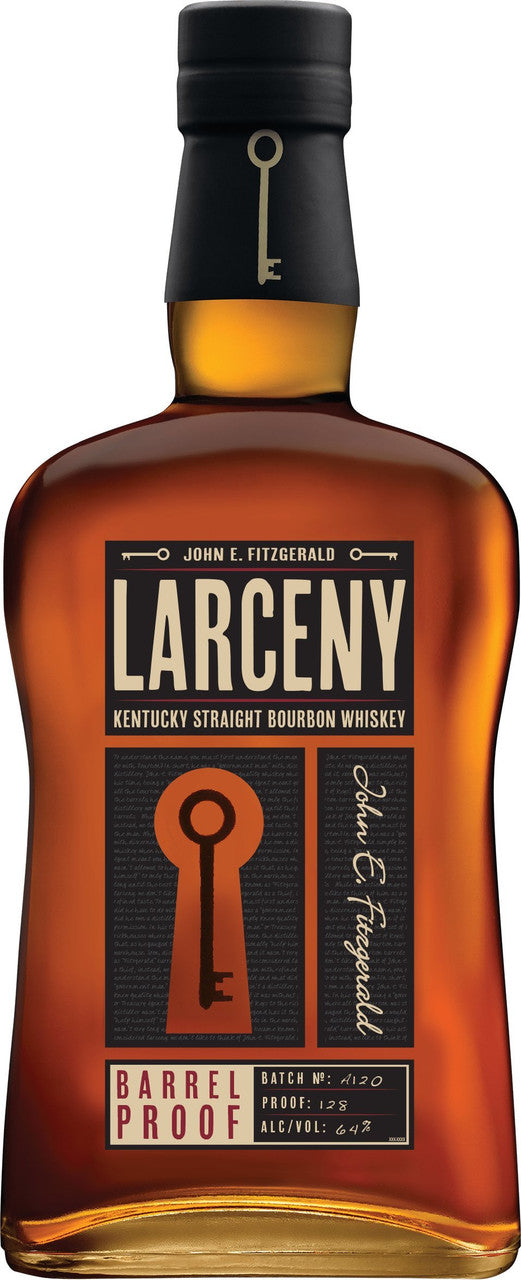 Buy Larceny Barrel Proof Bourbon online at whiskeyshipped.com and have it shipped to your door nationwide.  Larceny Barrel Proof Bourbon is an ongoing offering released three times per year. Each release has its own unique batch number and proof that vary from edition to edition. It is non-chill filtered and made up of small batches of six to eight year old barrels.

