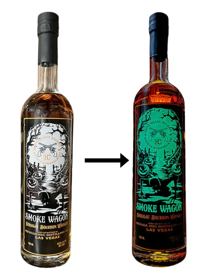 Buy Smoke Wagon Straight Bourbon Whiskey 2024 Halloween Edition "Glow in the Dark" online at whiskeyshipped.com and have it shipped to your door nationwide.