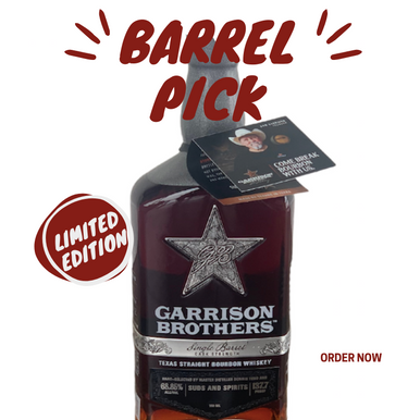 Barrel Pick Garrison Brothers with Whiskey Shipped, Single Barrel, Cask Strength Bourbon Whiskey