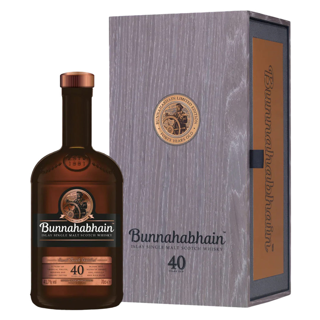 Buy Bunnahabhain 40 Year Small Batch Islay Single Malt Scotch Whisky online at whiskeyshipped.com and have it shipped to your door nationwide.