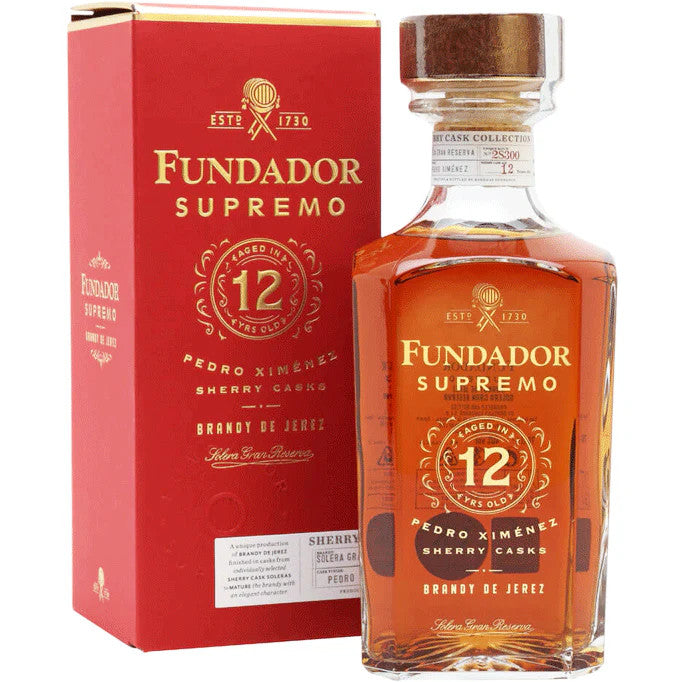 Buy Fundador Brandy De Jerez Supremo Pedro Ximenez Sherry Casks Solera Gran Res 12 Year Old online at whiskeyshipped.com and have it shipped to your door nationwide.