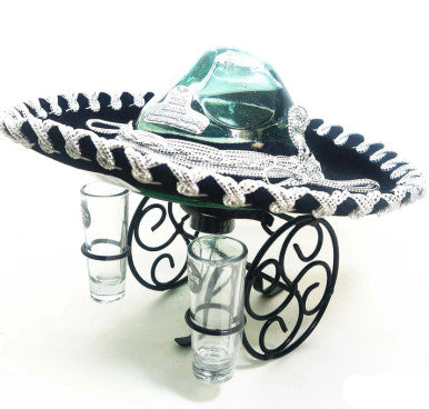 Mariachi Hat Blanco Tequila with Shot Glasses (1L)