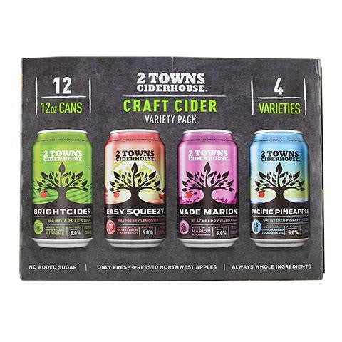 Containing some of 2 Towns best ciders, this variety pack contains 12 cans, with 4 different types of ciders. Showing off the versatility of hard cider, this pack includes 3 cans each of:
Bright Cider
Easy Squeezy
Made Marion
Pacific Pineapple
