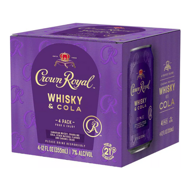 Crown Royal Whisky & Cola Cocktail (4 Pack- 12oz Cans)