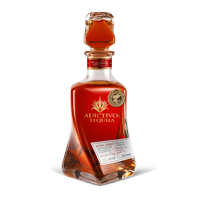 Buy Tequila Adictivo Extra Añejo is 100% pure Blue Agave, dark amber with reddish hues with excellent roasted flavor, sweet and fruity aromas. Online at whiskeyshipped.com and have it shipped to your door.
