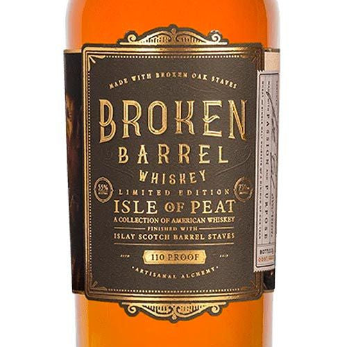 Broken Barrel Whiskey Isle of Peat (750ml). Oak, orchard fruits, dried apricot, banana, cocoa and smoke on the nose. The palate is raw with oak tannins, dried fruits, grains, spice and cocoa powder. The finish is medium bodied with bitter sweet cocoa nibs.