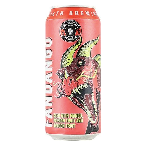 buy TOPPLING GOLIATH DRAGON FANDANGO
16OZ can at whiskeyshipped.com Enjoy this
Iowa- Gose- 4.2% ABV. This unique kettle sour, blended with dragon fruit, mango and passion fruit puree. Raise a glass, dance the fandango and celebrate the magic of these tropical fruits.

