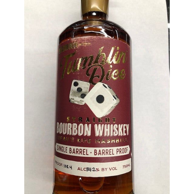 Buy Deadwood Tumblin Dice 4 Year Old Single Barrel Barrel Proof  from whiskeyshipped.com and have it shipped to your door nationwide. Deadwood Tumblin Dice 4 year Single Barrel Proof is a straight bourbon whiskey with a heavy rye mashbill that has been aged for 4 years in new charred American Oak barrels. It has a rich, smooth taste. Produced only in small batches, distilled in Indiana and bottled in Kentucky, making it a great all-American bourbon.
